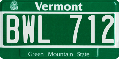 VT license plate BWL712