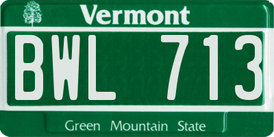 VT license plate BWL713