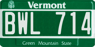 VT license plate BWL714