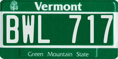 VT license plate BWL717