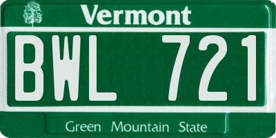 VT license plate BWL721