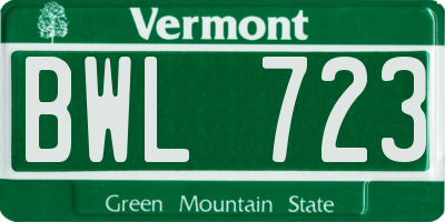 VT license plate BWL723