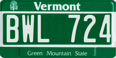 VT license plate BWL724