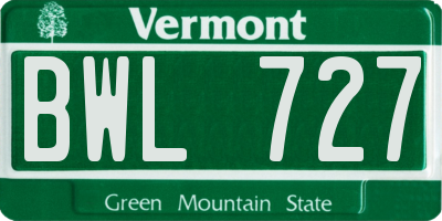 VT license plate BWL727
