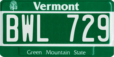 VT license plate BWL729