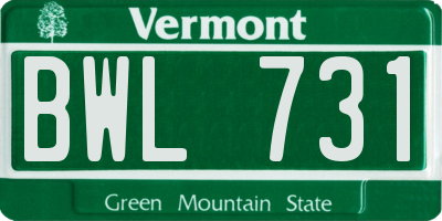 VT license plate BWL731