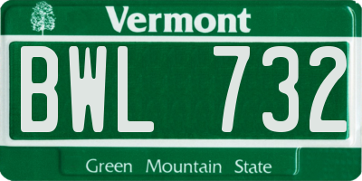 VT license plate BWL732