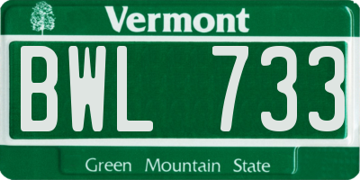 VT license plate BWL733