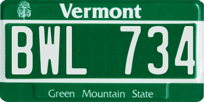 VT license plate BWL734
