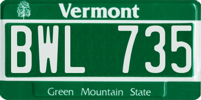 VT license plate BWL735