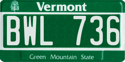 VT license plate BWL736