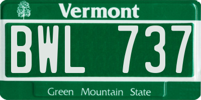 VT license plate BWL737