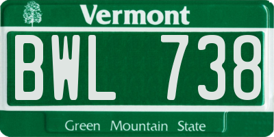 VT license plate BWL738