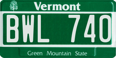 VT license plate BWL740
