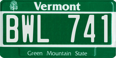 VT license plate BWL741