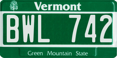 VT license plate BWL742