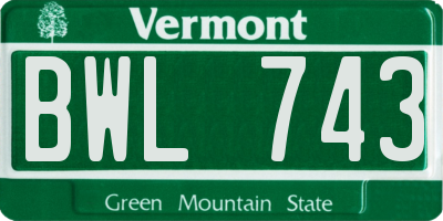 VT license plate BWL743