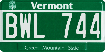 VT license plate BWL744