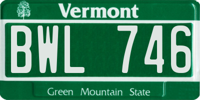 VT license plate BWL746