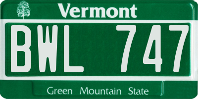 VT license plate BWL747