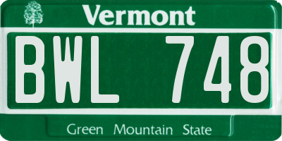 VT license plate BWL748