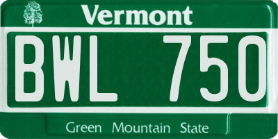 VT license plate BWL750