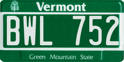 VT license plate BWL752