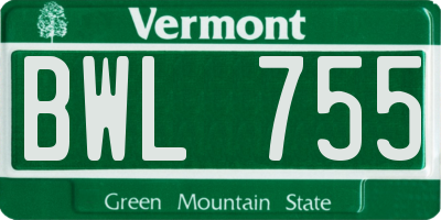 VT license plate BWL755