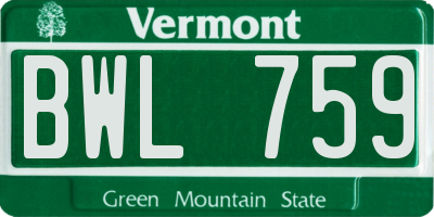 VT license plate BWL759