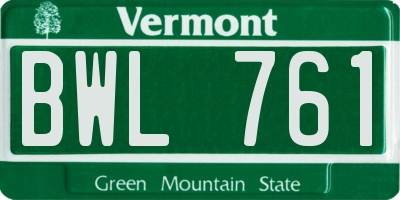 VT license plate BWL761