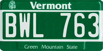 VT license plate BWL763