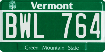 VT license plate BWL764