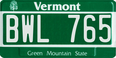 VT license plate BWL765