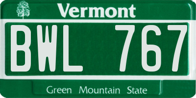 VT license plate BWL767
