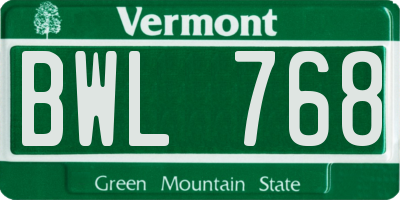 VT license plate BWL768
