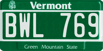 VT license plate BWL769