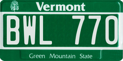 VT license plate BWL770