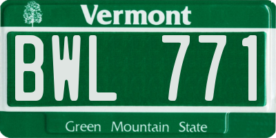 VT license plate BWL771