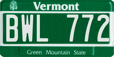 VT license plate BWL772
