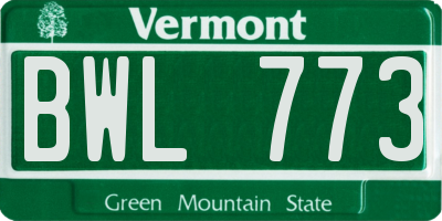 VT license plate BWL773