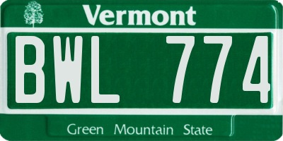 VT license plate BWL774