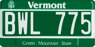VT license plate BWL775