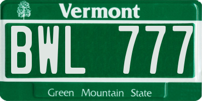 VT license plate BWL777