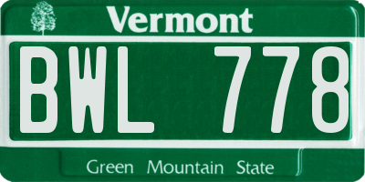 VT license plate BWL778