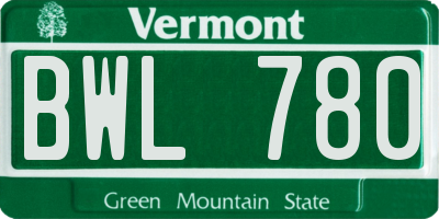 VT license plate BWL780