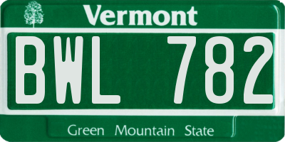 VT license plate BWL782