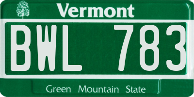 VT license plate BWL783