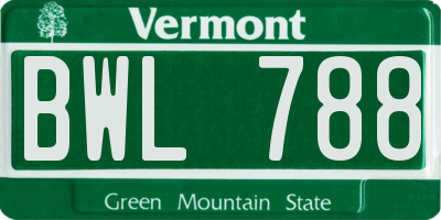 VT license plate BWL788