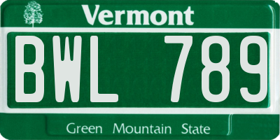 VT license plate BWL789