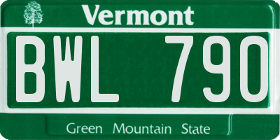 VT license plate BWL790